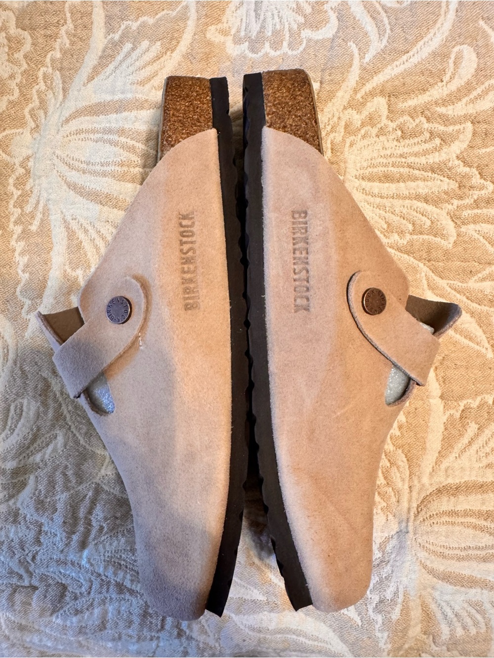 Birkenstock Boston Taupe Suede Soft Footbed Clogs EU 41 US 10 New in Box - Picture 4 of 7